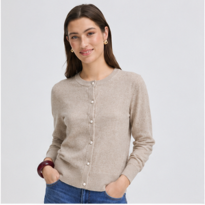 BYMMORLA DECO CARDIGAN - HUMUS