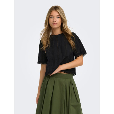 ONLLIA SS EMB TOP WVN ONLY